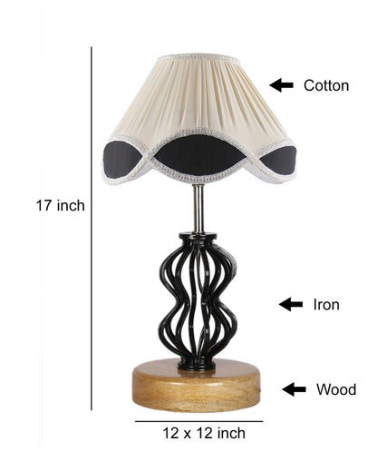 Rustic Vintage Shade Iron & Wood Natural Base Table Lamp | 12 x 17 inches