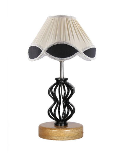 Rustic Vintage Shade Iron & Wood Natural Base Table Lamp | 12 x 17 inches