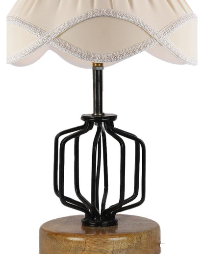 Rustic Vintage Shade Table Lamp Iron & Wood Natural Base | 12 x 17 inches