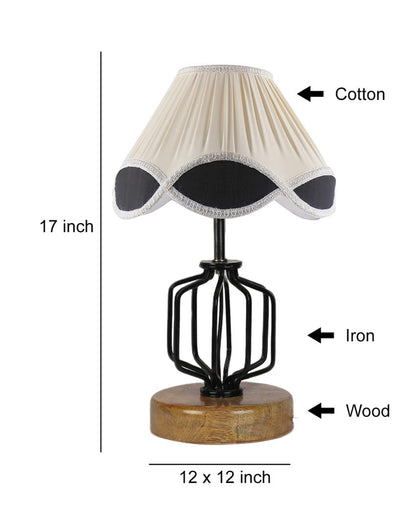 Classic Vintage Shade Table Lamp Iron & Wood Natural Base | 12 x 17 inches