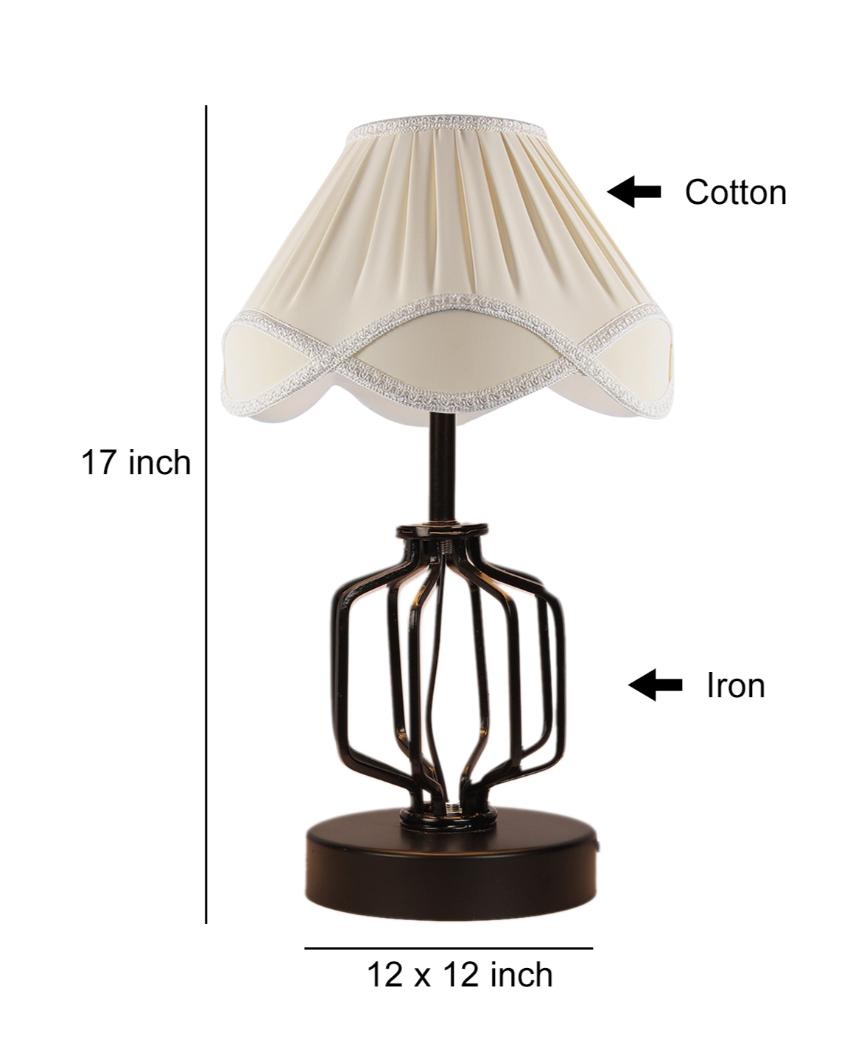 Chic Vintage Shade Table Lamp Iron & Wood Black Base | 12 x 17 inches