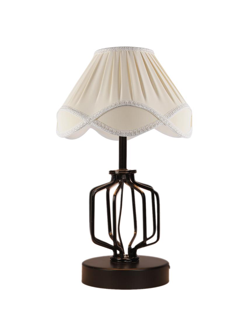 Chic Vintage Shade Table Lamp Iron & Wood Black Base | 12 x 17 inches