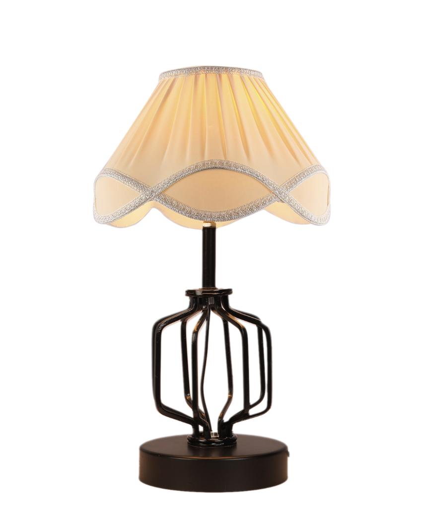 Chic Vintage Shade Table Lamp Iron & Wood Black Base | 12 x 17 inches