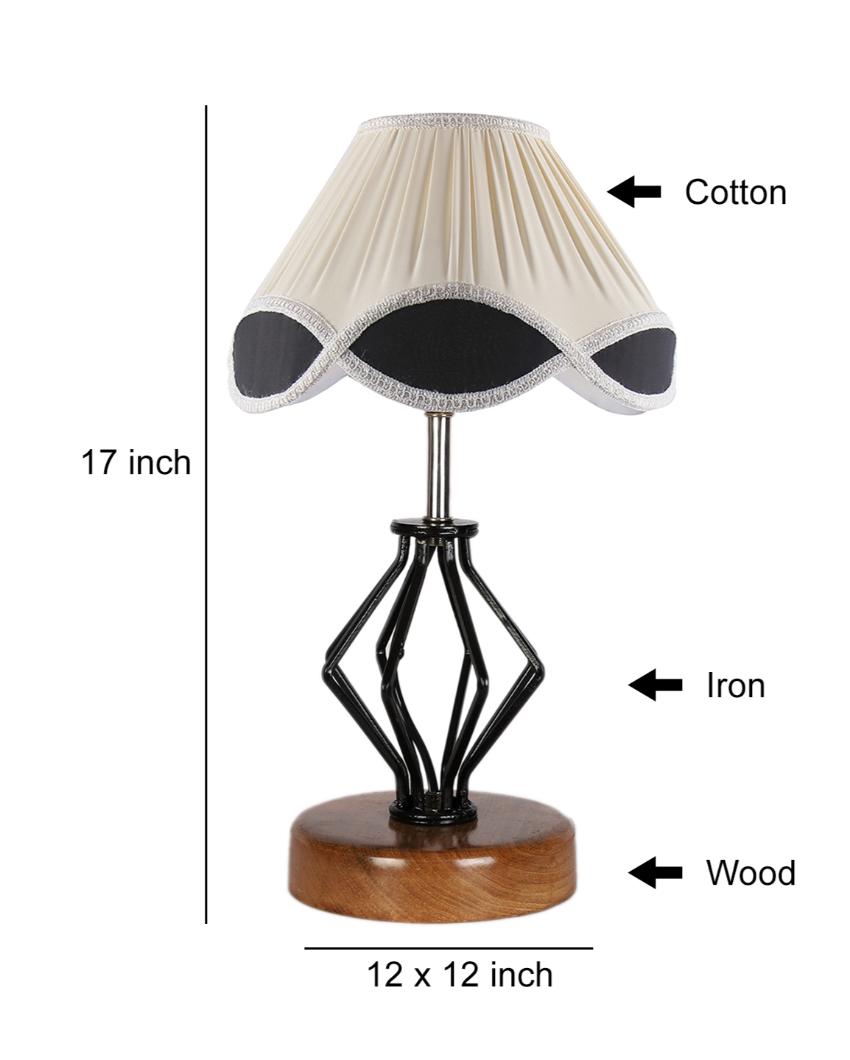 Timeless Vintage Shade Table Lamp Iron & Wood Natural Base | 12 x 17 inches