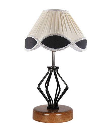 Timeless Vintage Shade Table Lamp Iron & Wood Natural Base | 12 x 17 inches