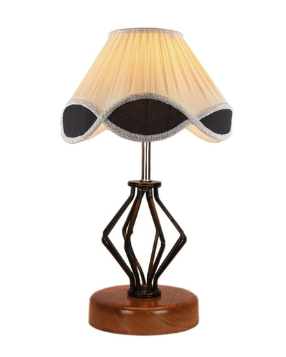 Timeless Vintage Shade Table Lamp Iron & Wood Natural Base | 12 x 17 inches