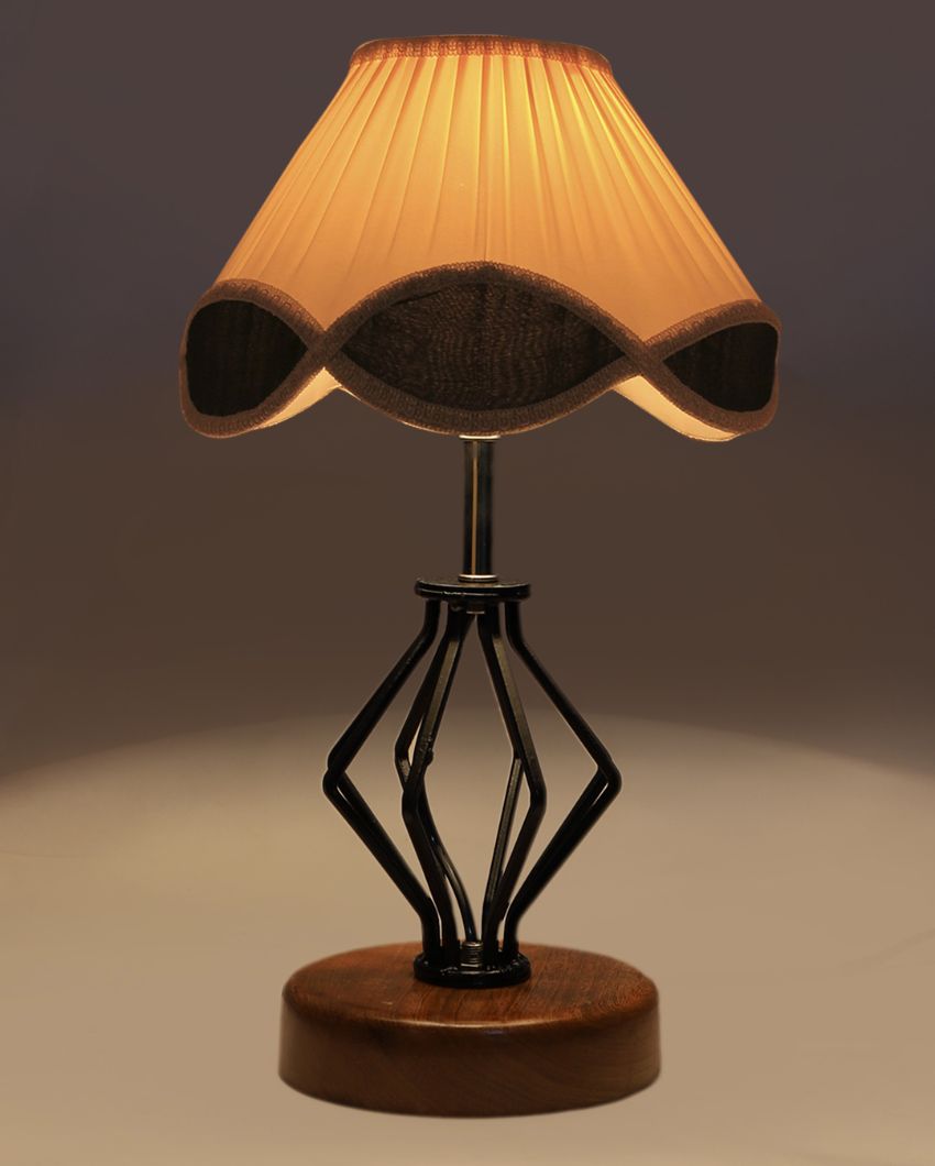 Timeless Vintage Shade Table Lamp Iron & Wood Natural Base | 12 x 17 inches