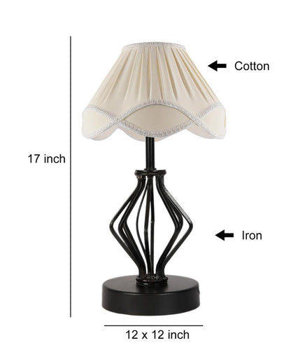 Vintage Shade Table Lamp Iron & Wood Black Base | 12 x 17 inches