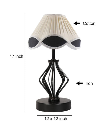 Sleek Vintage Shade Table Lamp Iron & Wood Black Base | 12 x 17 inches