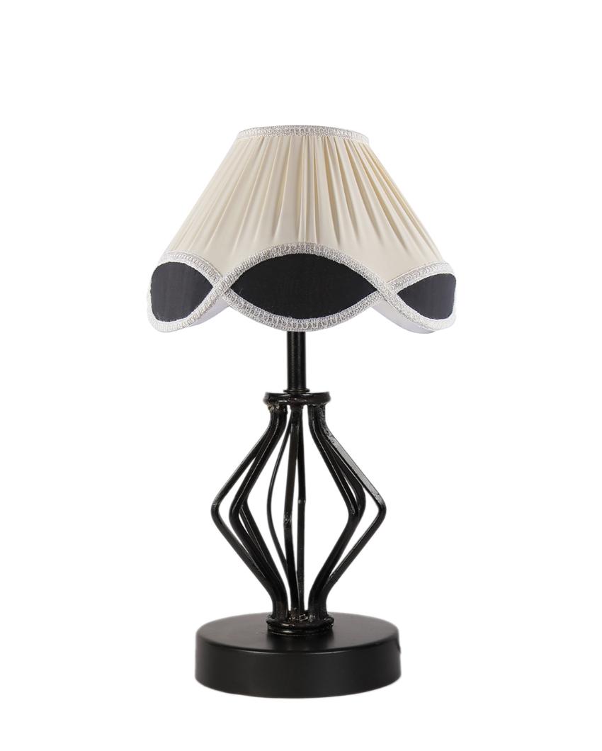 Sleek Vintage Shade Table Lamp Iron & Wood Black Base | 12 x 17 inches