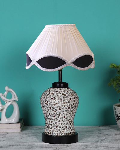 Elegant Finish Vintage Shade Table Lamp Glass & Wood Black Base | 12 x 15 inches