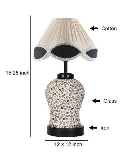 Elegant Finish Vintage Shade Table Lamp Glass & Wood Black Base | 12 x 15 inches