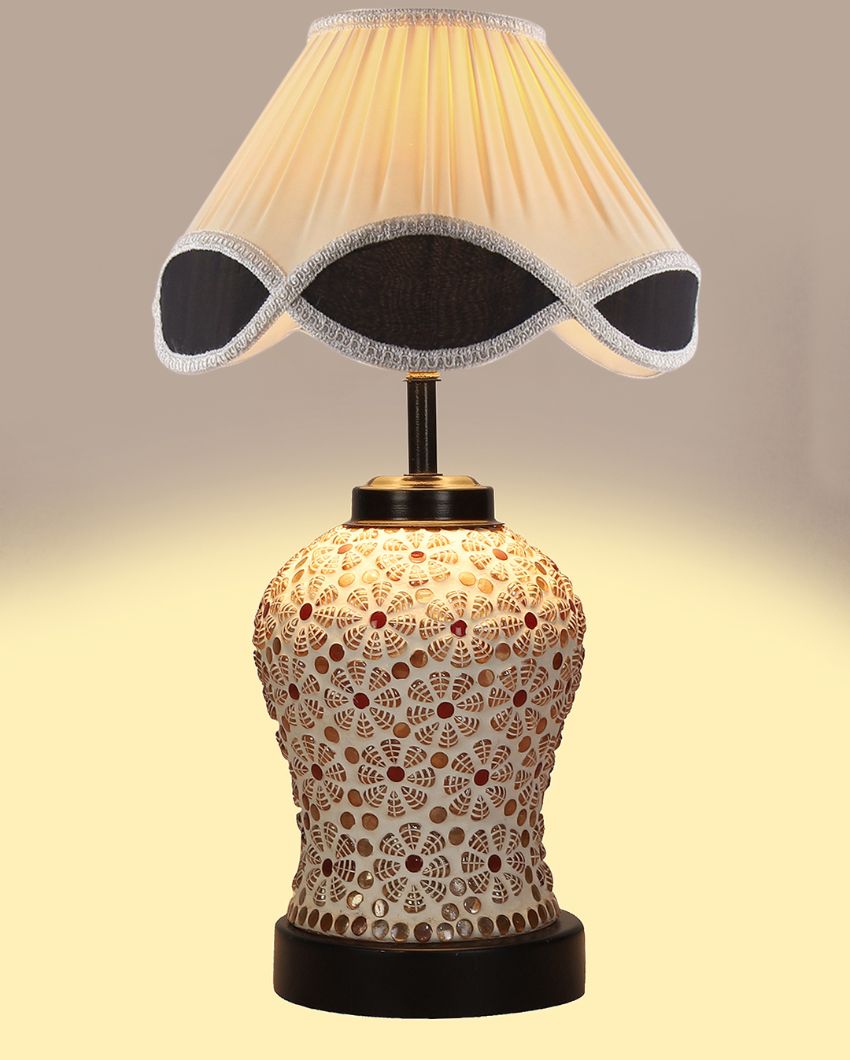 Elegant Finish Vintage Shade Table Lamp Glass & Wood Black Base | 12 x 15 inches