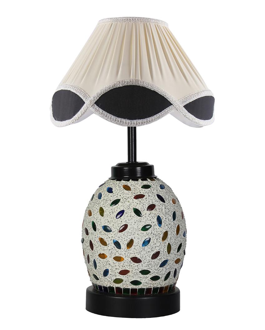 Sophisticated Vintage Shade Table Lamp Glass & Wood Black Base | 12 x 15 inches