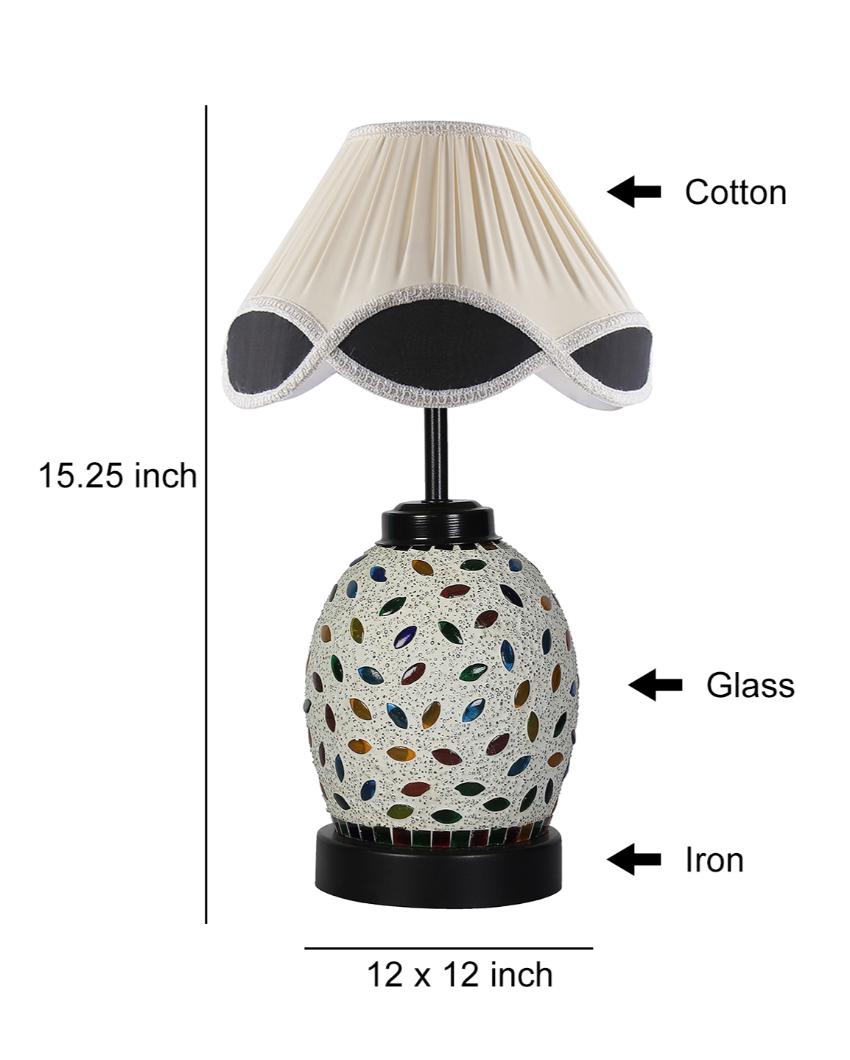 Sophisticated Vintage Shade Table Lamp Glass & Wood Black Base | 12 x 15 inches