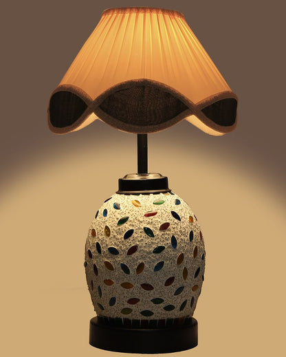 Sophisticated Vintage Shade Table Lamp Glass & Wood Black Base | 12 x 15 inches