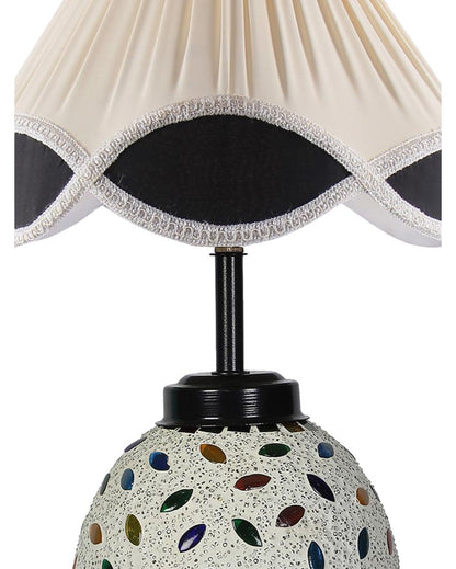 Sophisticated Vintage Shade Table Lamp Glass & Wood Black Base | 12 x 15 inches