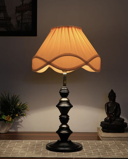 Charming Vintage Shade Table Lamp Iron Black Base | 12 x 20 inches