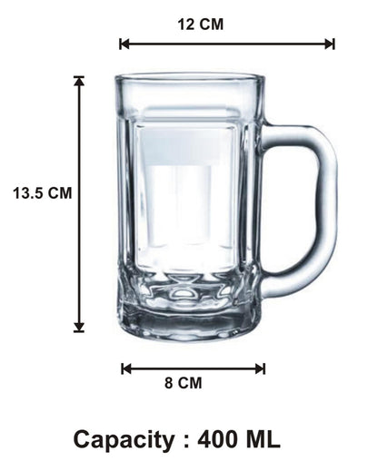 Crystal Clear Glass Beer Mugs | 400ml  | 4 x 6 inches