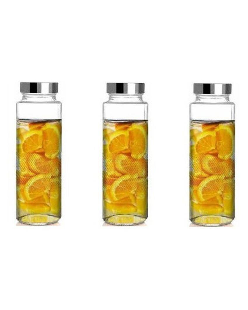 Clear Glass Designer Bottle for Food Grade Storage Versatile Use for Drinks or Grains | 750 ML | 3 x 10 inches