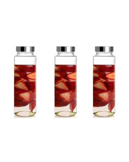 Clear Glass Designer Bottle for Serving Water Milk and Juices Elegant and Practical | 750 ML | 3 x 10 inches