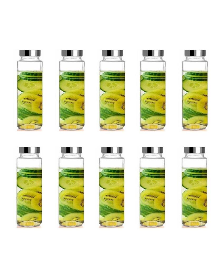 Premium Clear Glass Designer Bottle for Kitchen Storage and Serving Multi Purpose | 750 ML | 3 x 10 inches