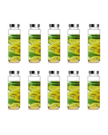 Premium Clear Glass Designer Bottle for Kitchen Storage and Serving Multi Purpose | 750 ML | 3 x 10 inches