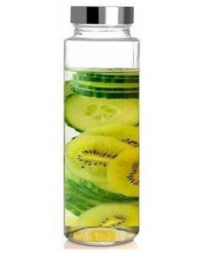 Premium Clear Glass Designer Bottle for Kitchen Storage and Serving Multi Purpose | 750 ML | 3 x 10 inches