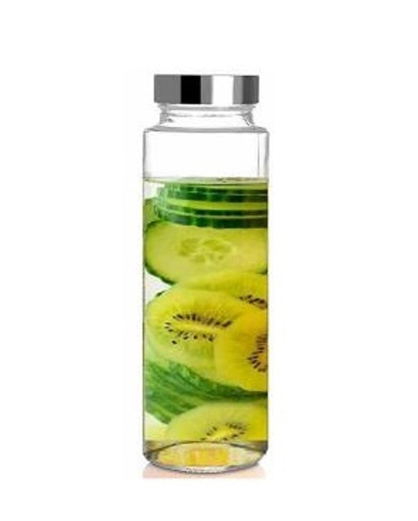 Premium Clear Glass Designer Bottle for Kitchen Storage and Serving Multi Purpose | 750 ML | 3 x 10 inches