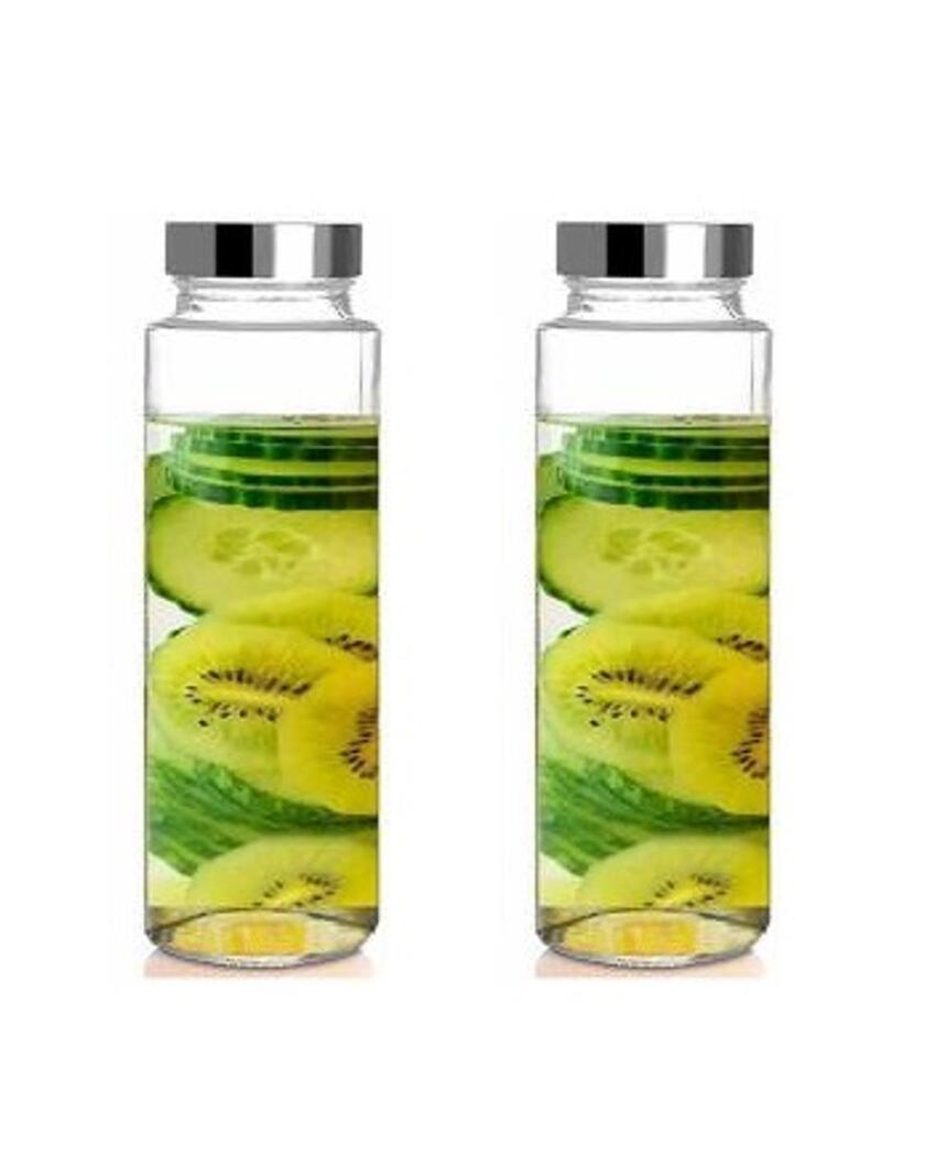 Premium Clear Glass Designer Bottle for Kitchen Storage and Serving Multi Purpose | 750 ML | 3 x 10 inches