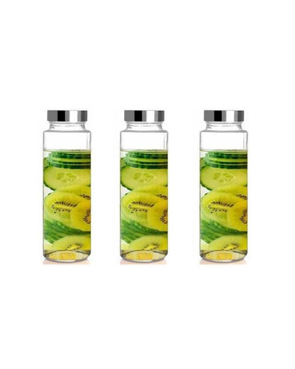 Premium Clear Glass Designer Bottle for Kitchen Storage and Serving Multi Purpose | 750 ML | 3 x 10 inches