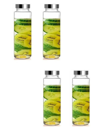 Premium Clear Glass Designer Bottle for Kitchen Storage and Serving Multi Purpose | 750 ML | 3 x 10 inches