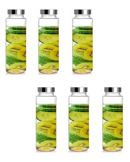 Premium Clear Glass Designer Bottle for Kitchen Storage and Serving Multi Purpose | 750 ML | 3 x 10 inches