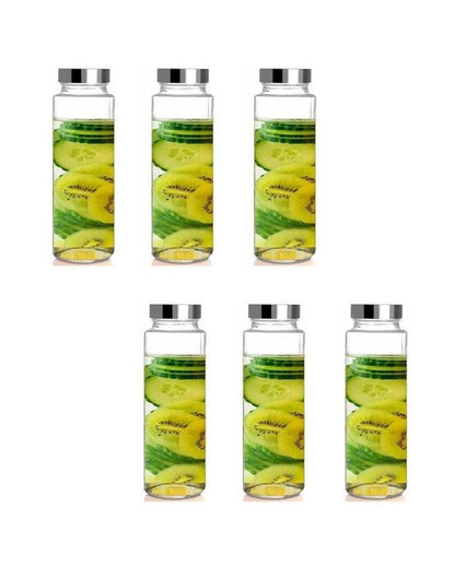 Premium Clear Glass Designer Bottle for Kitchen Storage and Serving Multi Purpose | 750 ML | 3 x 10 inches