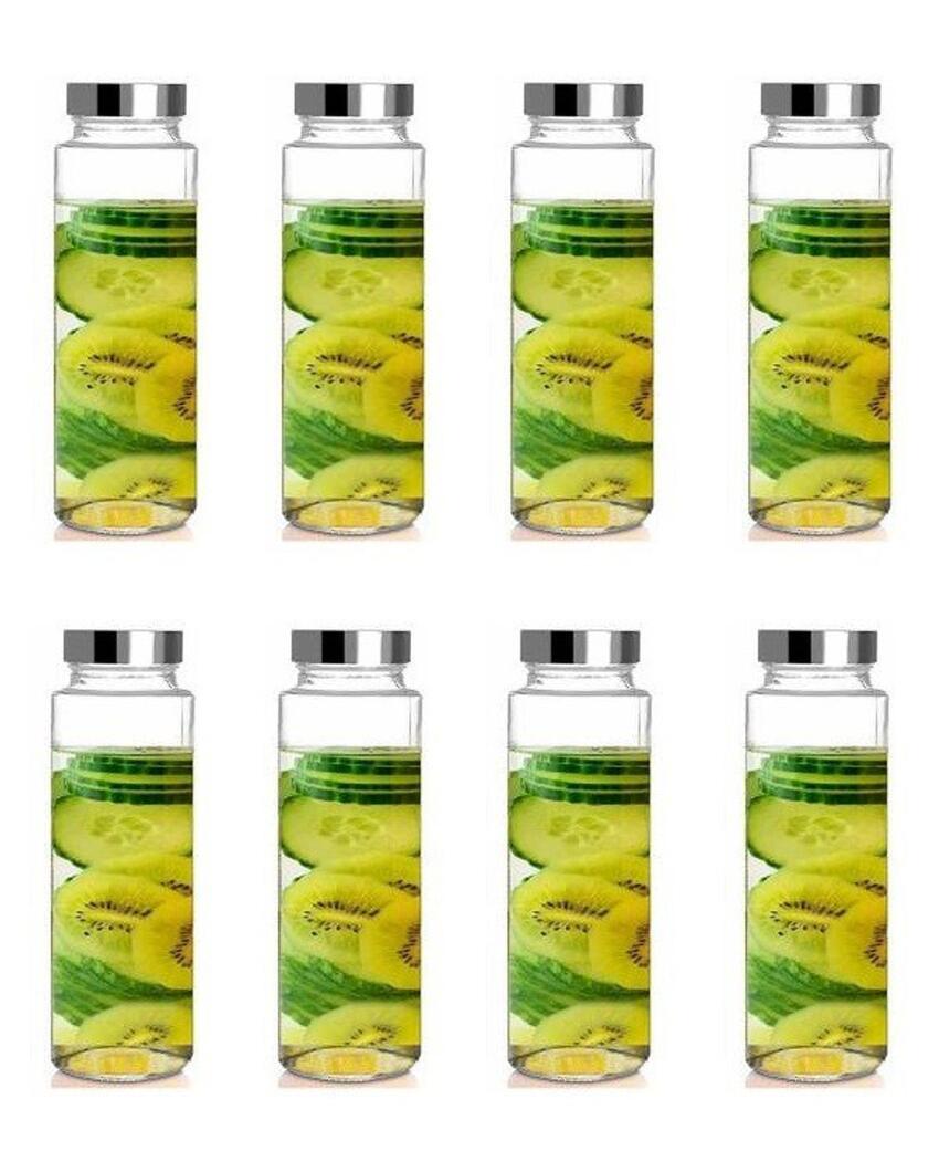 Premium Clear Glass Designer Bottle for Kitchen Storage and Serving Multi Purpose | 750 ML | 3 x 10 inches