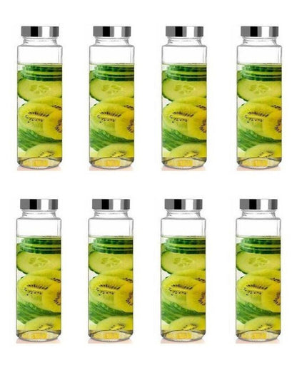 Premium Clear Glass Designer Bottle for Kitchen Storage and Serving Multi Purpose | 750 ML | 3 x 10 inches