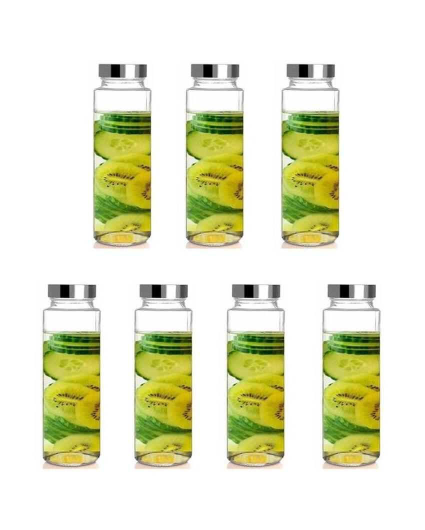 Premium Clear Glass Designer Bottle for Kitchen Storage and Serving Multi Purpose | 750 ML | 3 x 10 inches