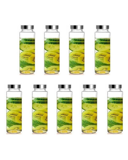 Premium Clear Glass Designer Bottle for Kitchen Storage and Serving Multi Purpose | 750 ML | 3 x 10 inches