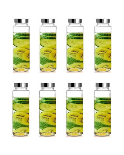 Premium Clear Glass Designer Bottle for Kitchen Storage and Serving Multi Purpose | 750 ML | 3 x 10 inches