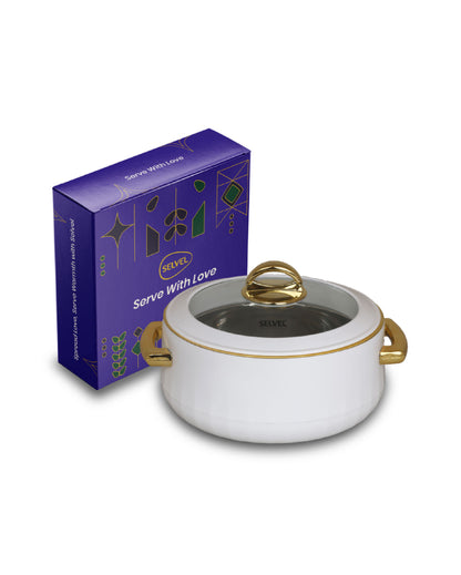 Luxe Elegance White Casserole with Glass Lid  | 1.7L | 9 x 6 inches