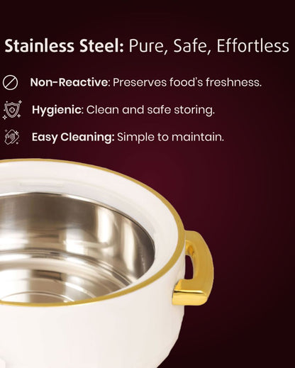 Luxe Elegance White Casserole with Glass Lid  | 1.7L | 9 x 6 inches