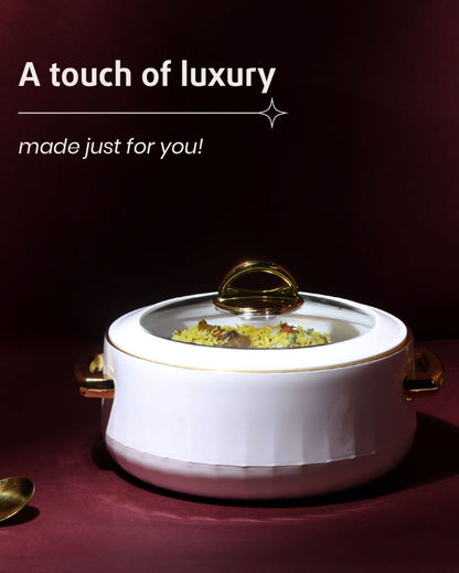Luxe Elegance White Casserole with Glass Lid  | 1.7L | 9 x 6 inches