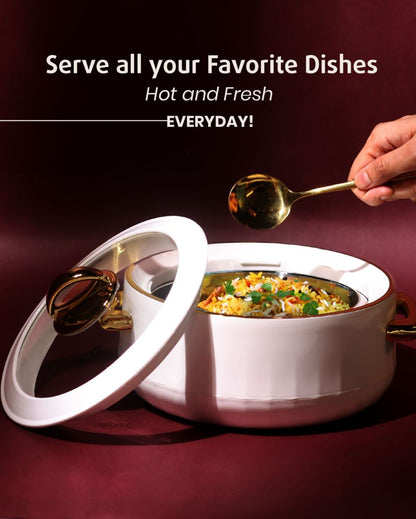 Luxe Elegance White Casserole with Glass Lid  | 1.7L | 9 x 6 inches