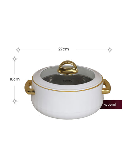 Luxe Elegance White Casserole with Glass Lid  | 1.7L | 9 x 6 inches