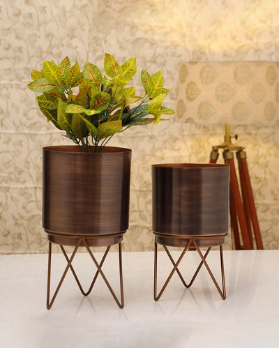 Elle Metal Planters with Stands | Set Of 2 | Plant not included