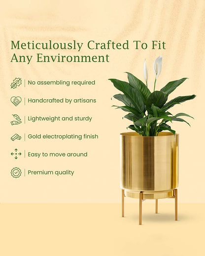 Ember Gold Metal Planter with Stand | Plant not included