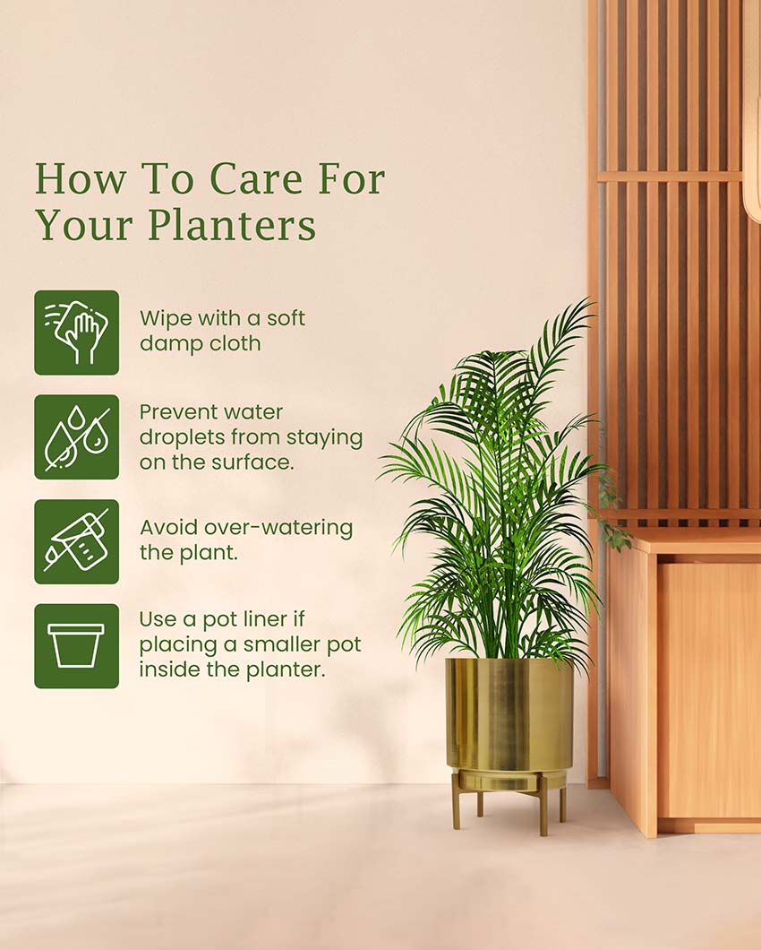 Ember Gold Metal Planter with Stand | Plant not included