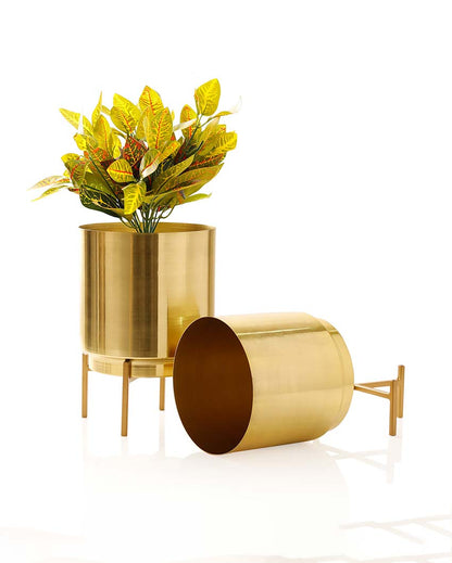 Ember Gold Metal Planter with Stand | Plant not included