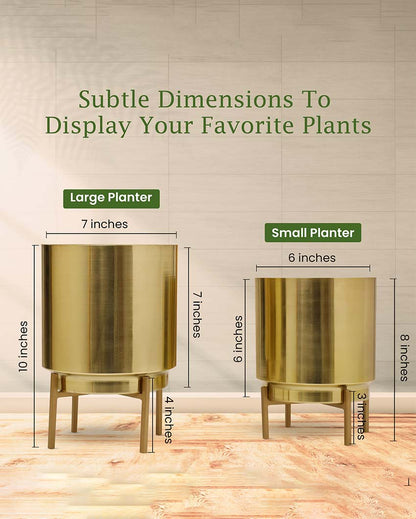 Ember Gold Metal Planter with Stand | Plant not included