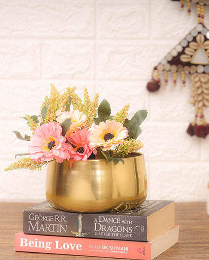 Estera Gold Metal Planters | Set Of 2 | 6 x 3 inches | Plant not included